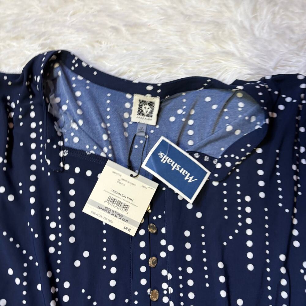 Anne Klein Women's Polka Dot Long Sleeve XL Blouse - Picture 2 of 3